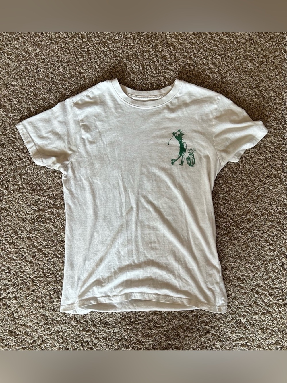 White Graphic Short Sleeve Tee with Green Print